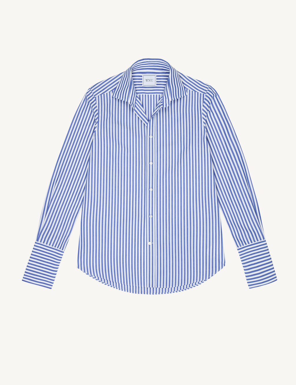 The Boyfriend Exaggerated Cuff: Fine Poplin, Royal Blue Stripe