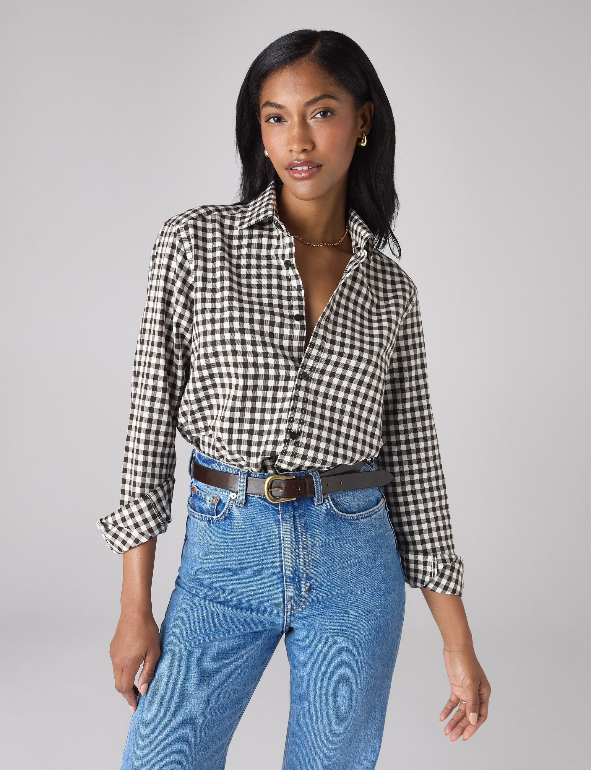 The Classic: Fine Brushed, Chocolate Gingham