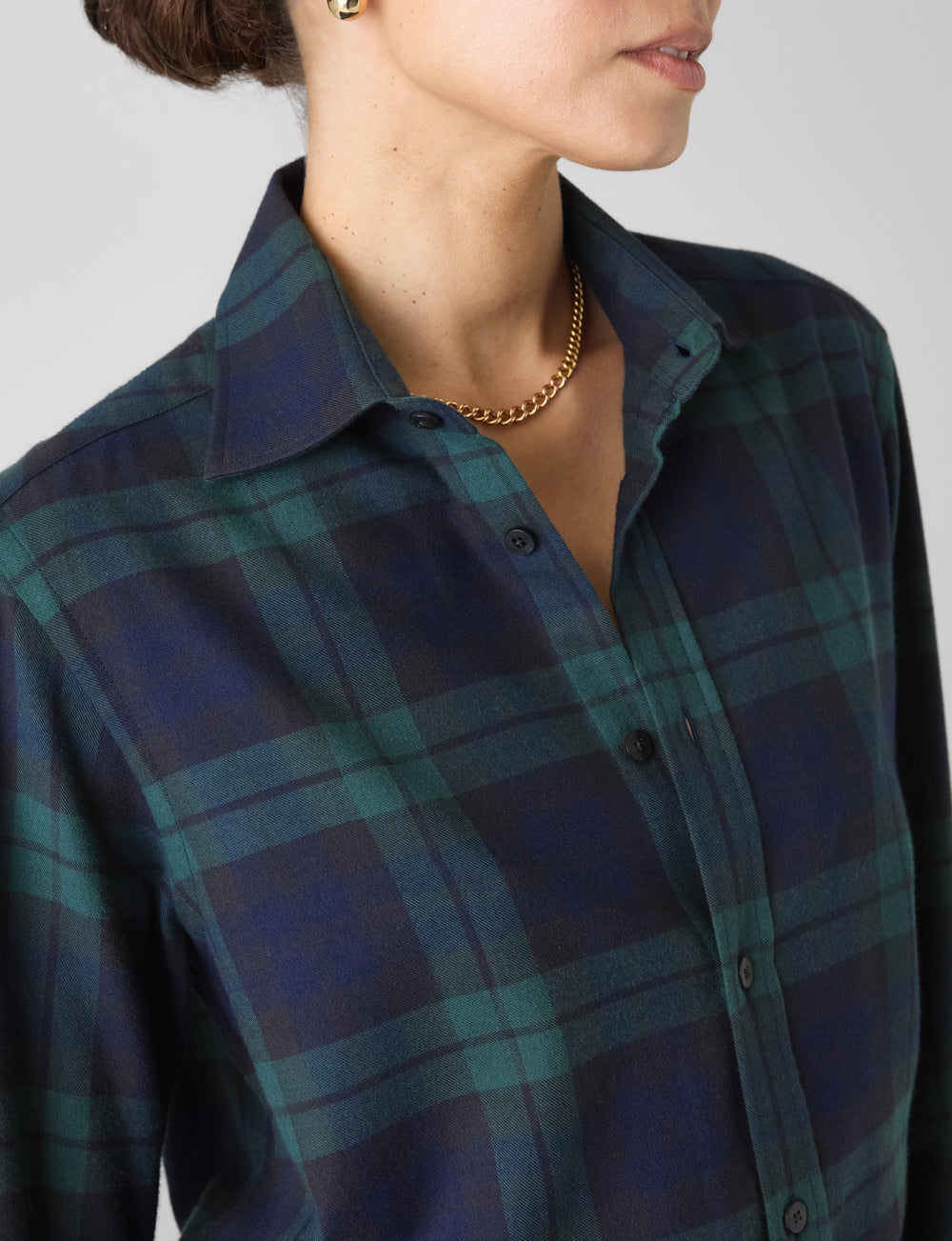 The Boyfriend: Fine Brushed, Heritage Green Check