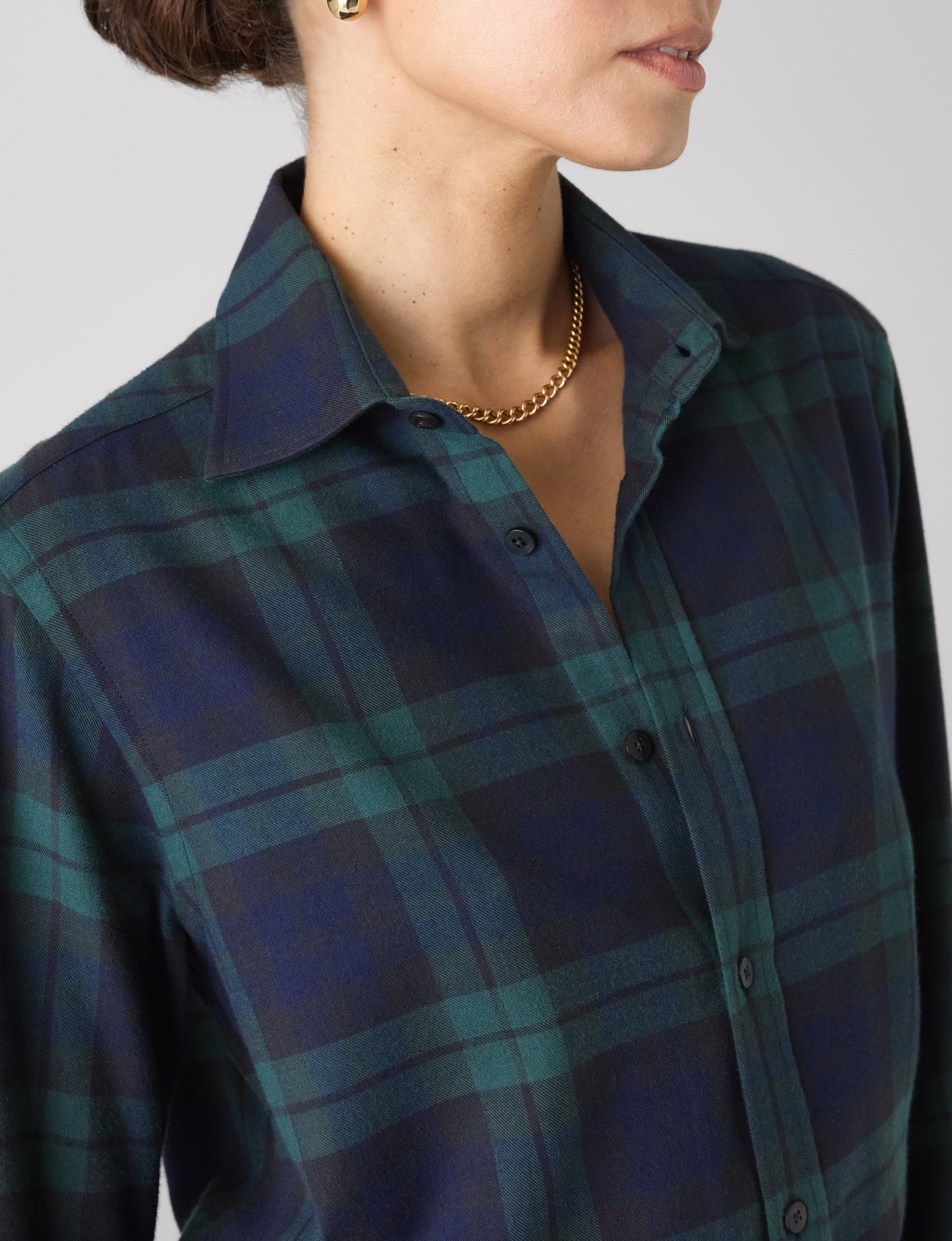 The Boyfriend: Fine Brushed, Heritage Green Check