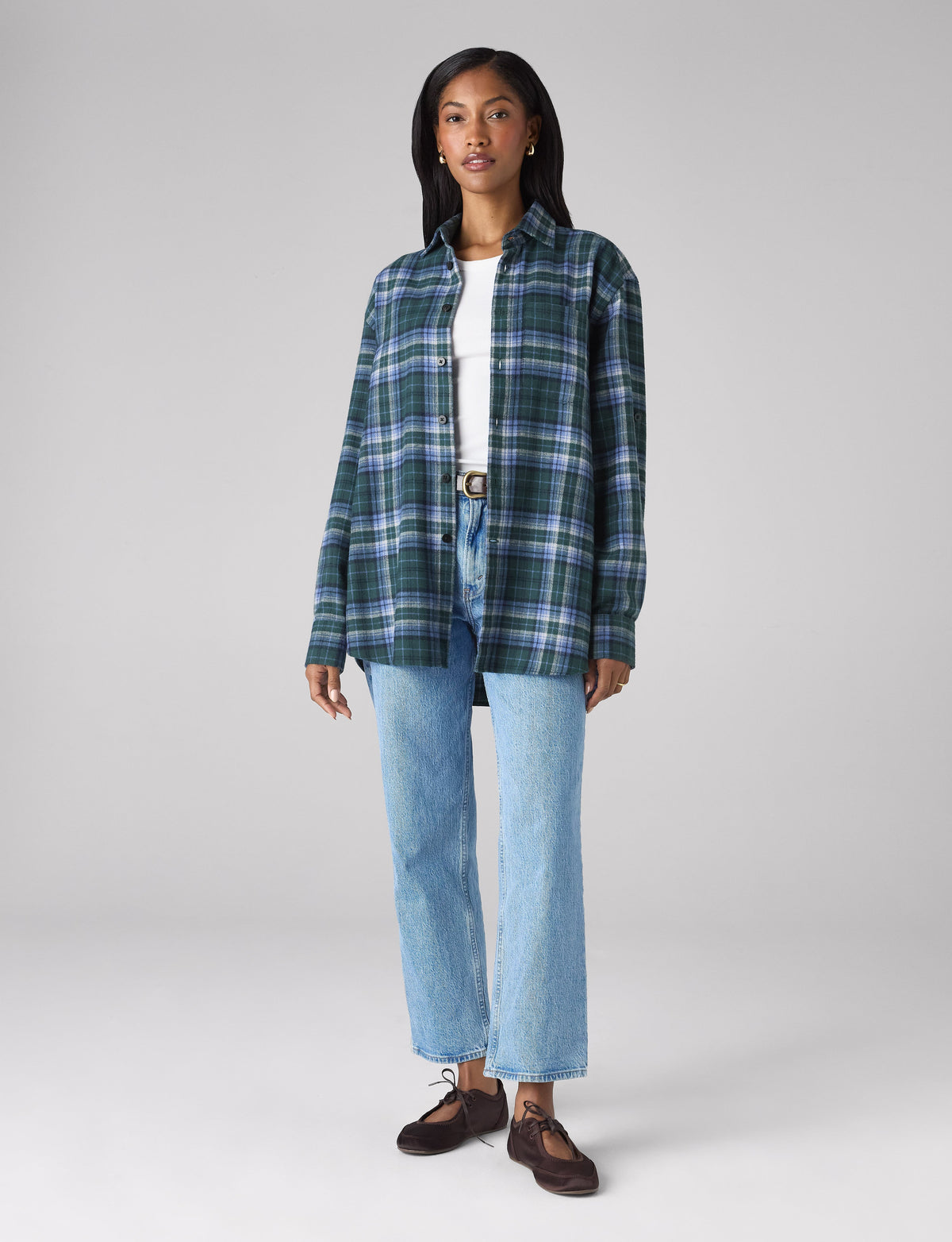 The Oversized: Thick Brushed, Blue and Green Check