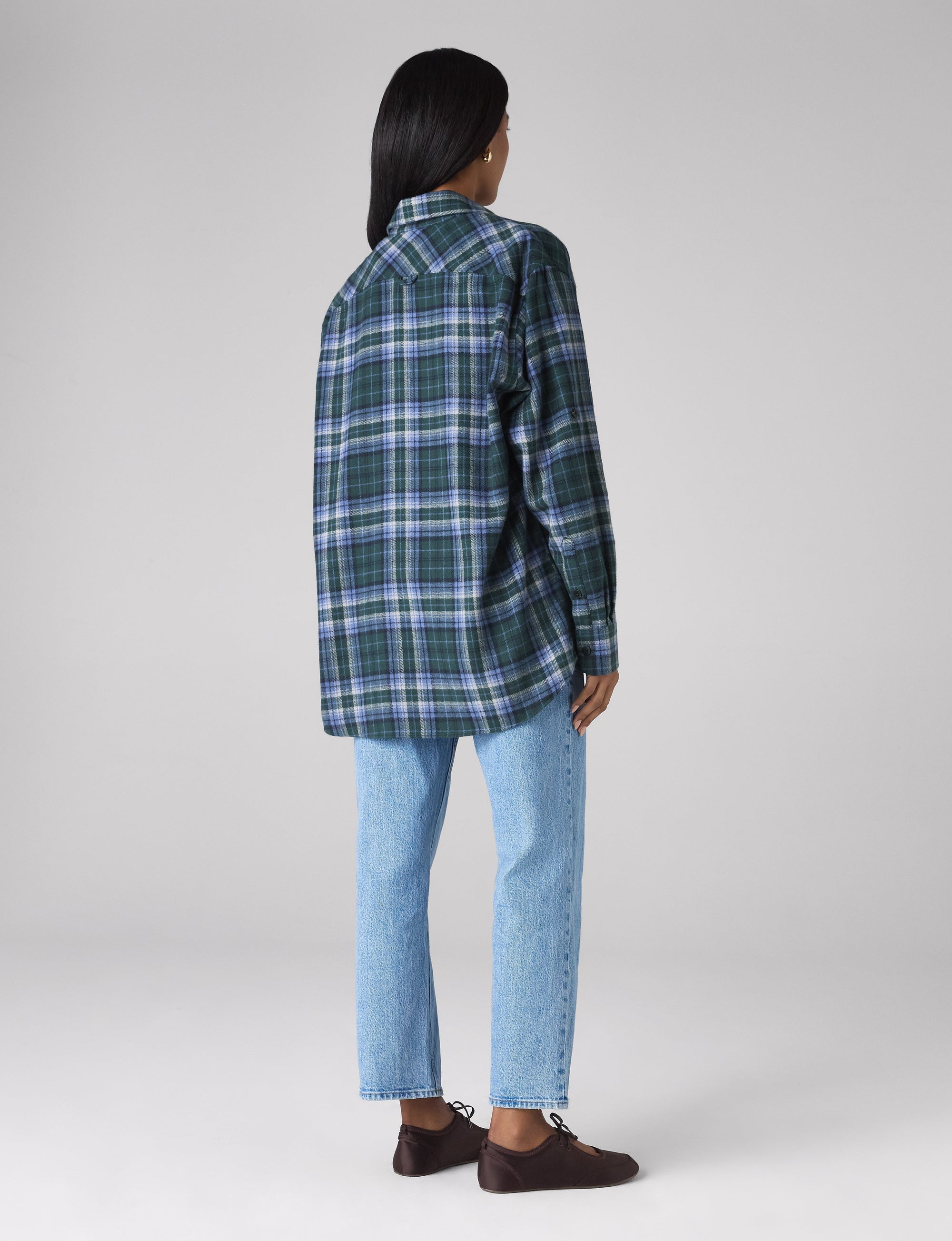 The Oversized: Thick Brushed, Blue and Green Check