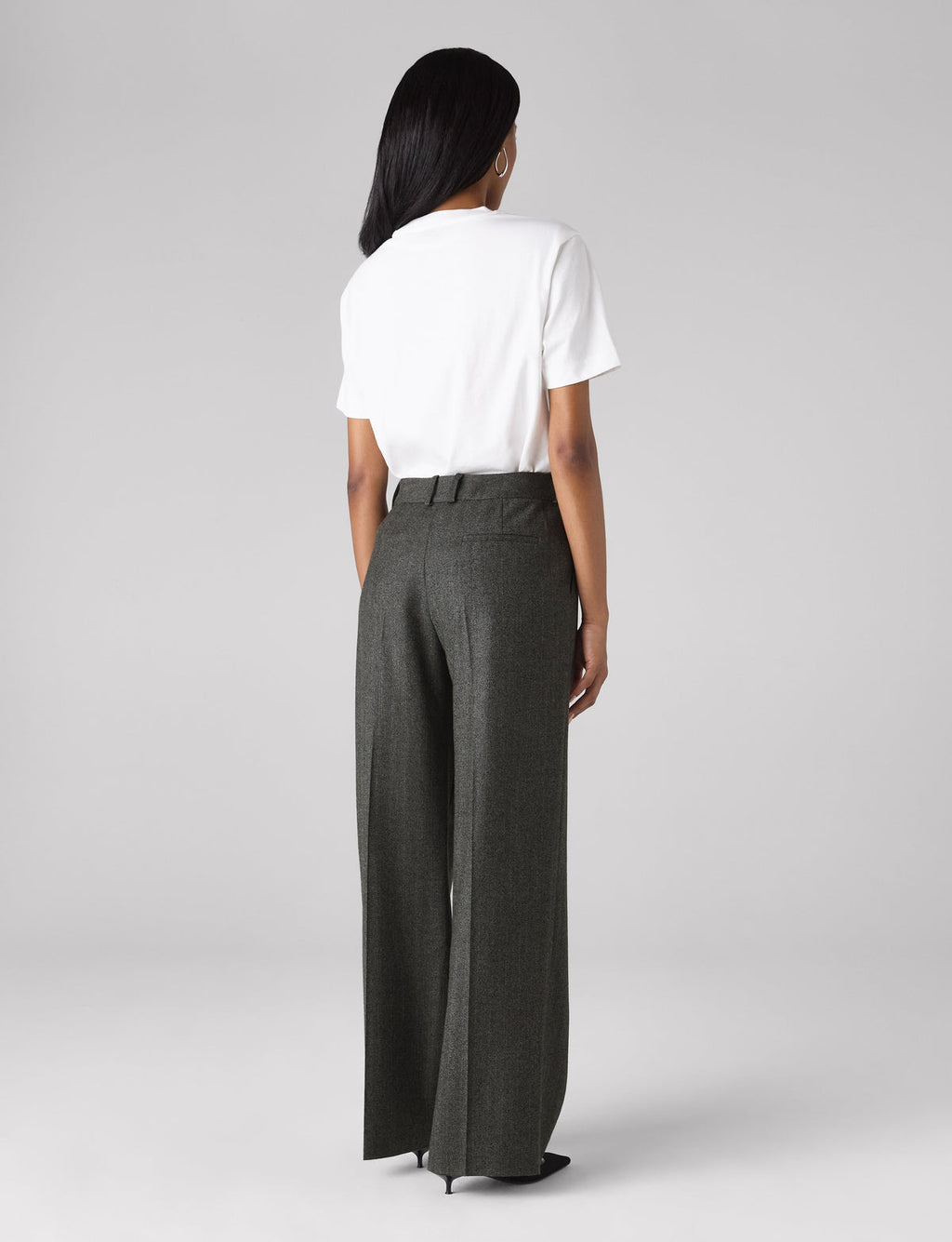 Rampling Trouser: Wool, Grey Herringbone