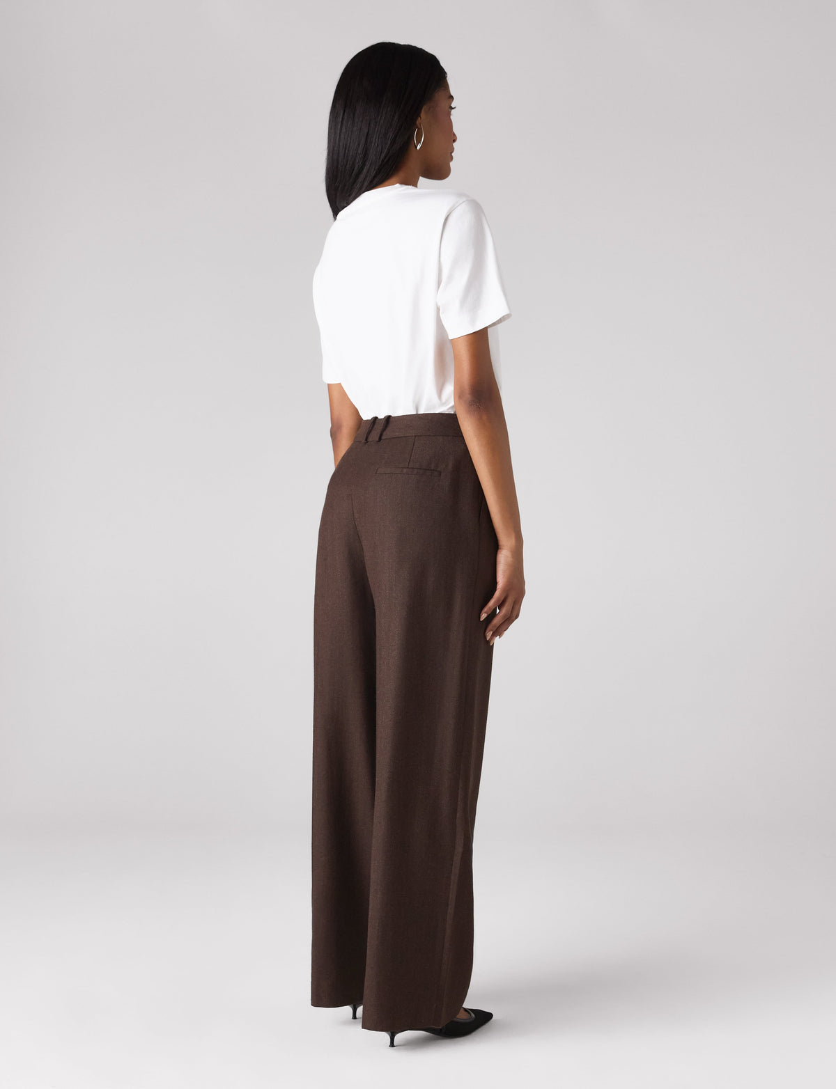 Rampling Trouser: Wool, Dark Brown Herringbone