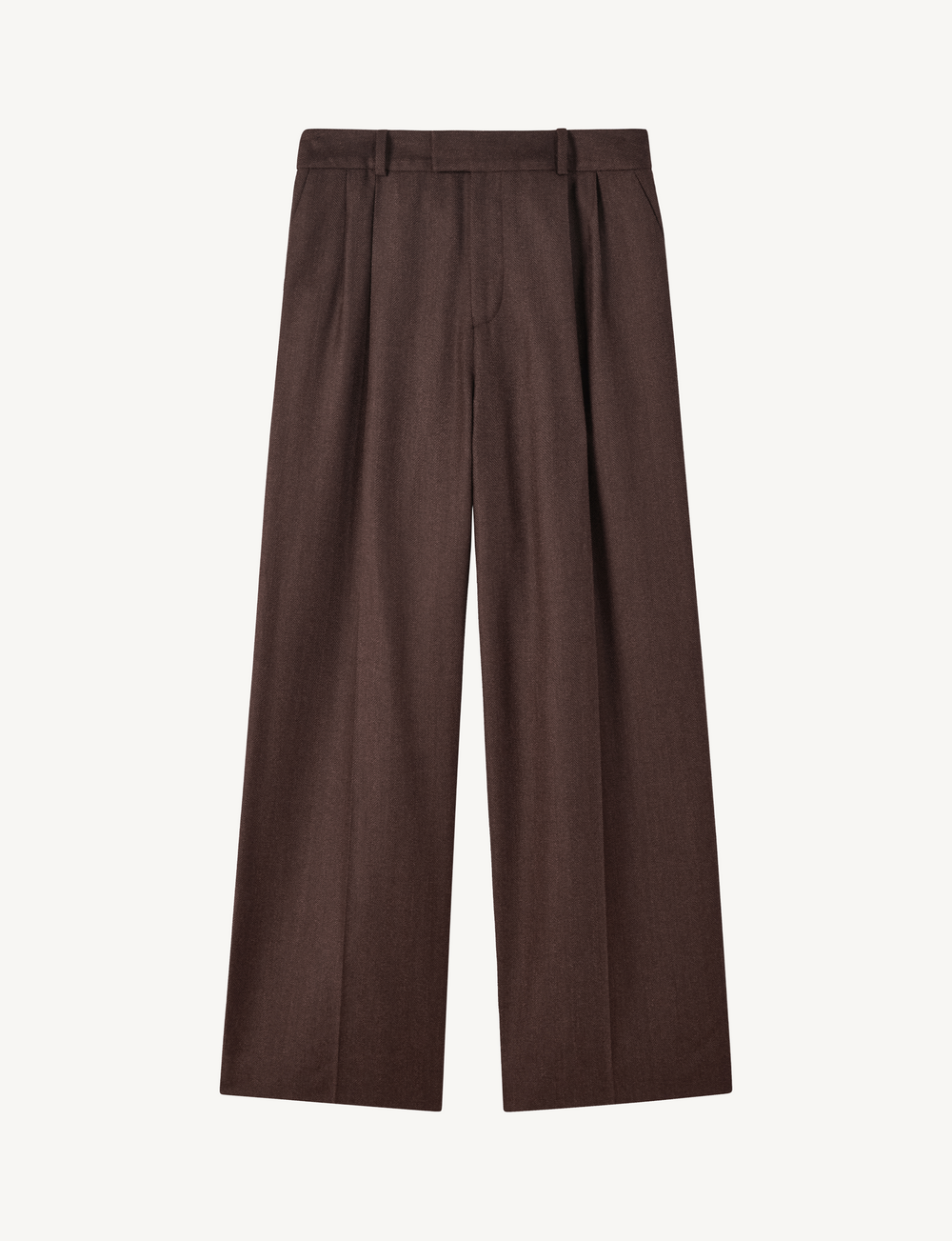 Rampling Trouser: Wool, Dark Brown Herringbone
