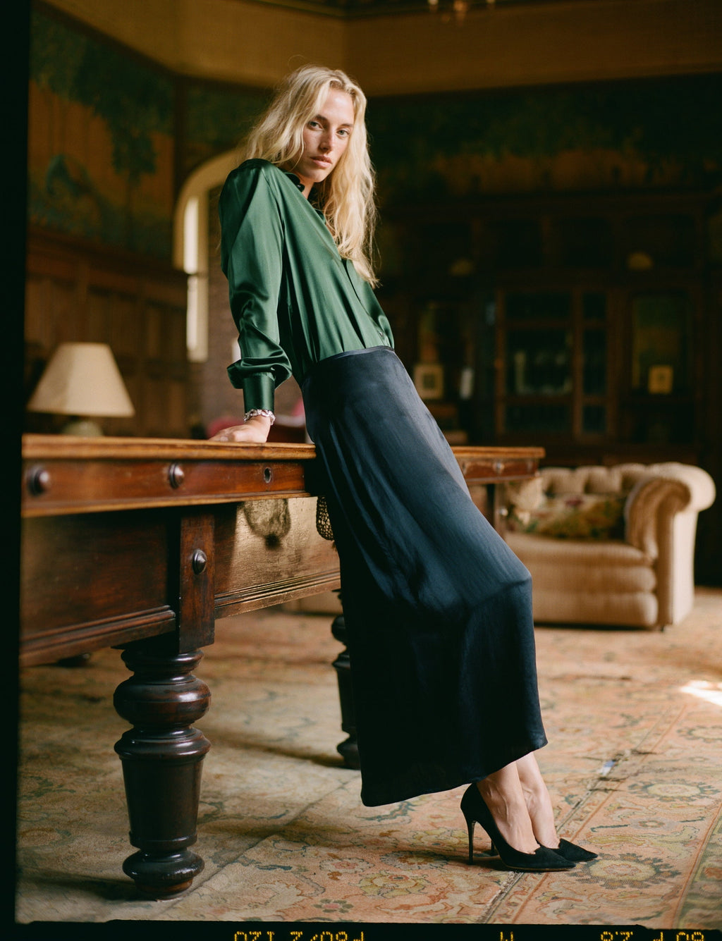 Vita Skirt: Cupro, Navy Blue