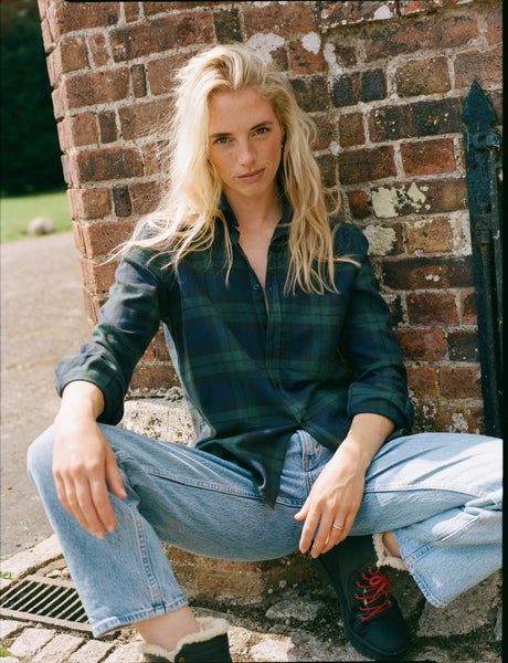 The Boyfriend: Fine Brushed, Heritage Green Check